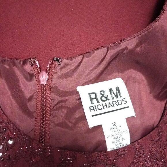 R&M Richards 2pc Beaded Wine Jacket Dress Formal Sz 10 - Picture 16 of 16